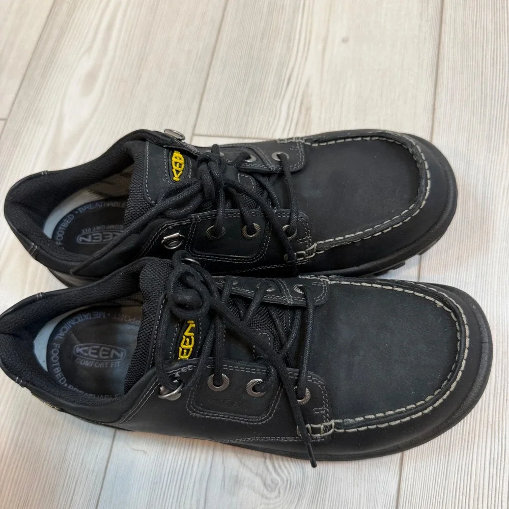 NEW Keen Nopo Lace Mens 8 Black Leather Waterproof Hiking Shoes 13025-BLCK